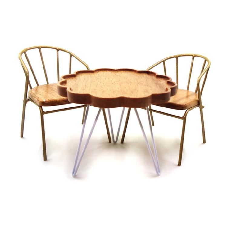 Simulation Leisure Table Chair Set Kids Pretend Play Accessories Furniture For 1/12 Doll House Scene Setting Decoration