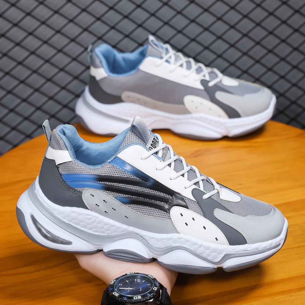 

Large size men s shoes splicing outdoor sports and leisure shoes men s fashion trend lightweight soft sole breathable running shoes 45 серый