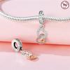 Copper Charms Original Rose-Colored Connected Heart Pendant Beads Fit Bracelet Jewelry Diy Women Gift Accessory