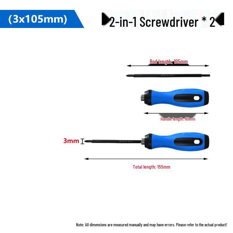 2-in-1 Multi-Functional Manual Screwdriver: Phillips & Flat-head