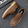 Men's Casual New Leather Shoes for Men Non-slip Sports Shoes Fashion Comfortable Sneakers Male Flat Lace-up Work Shoes