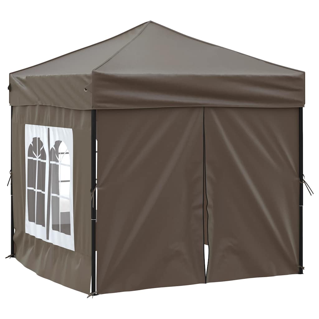 Vidaxl Foldable Party Tent With Walls, Taupe, 2X2 M
