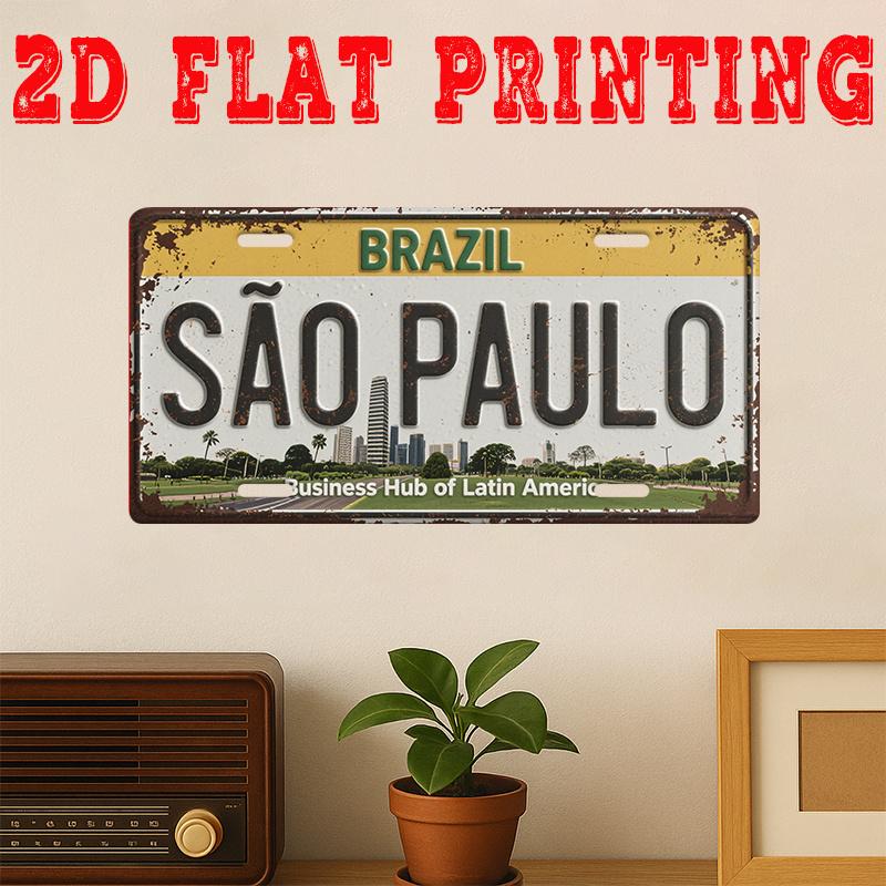 

Brazil So Paulo Business Hub of Latin America D Flat Printing License Plate Style Metal Tin Sign Vibrant Brazilian City Theme 15x30cm(5.9x7.8inch)