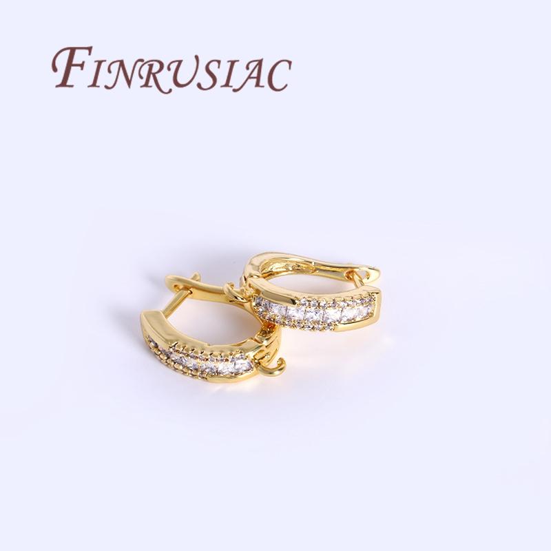18K Gold Plated Brass with Zircon Earring Hook Clasps,Earwires Fasteners For Earring,DIY Jewelry Making,Accessories For Earrings