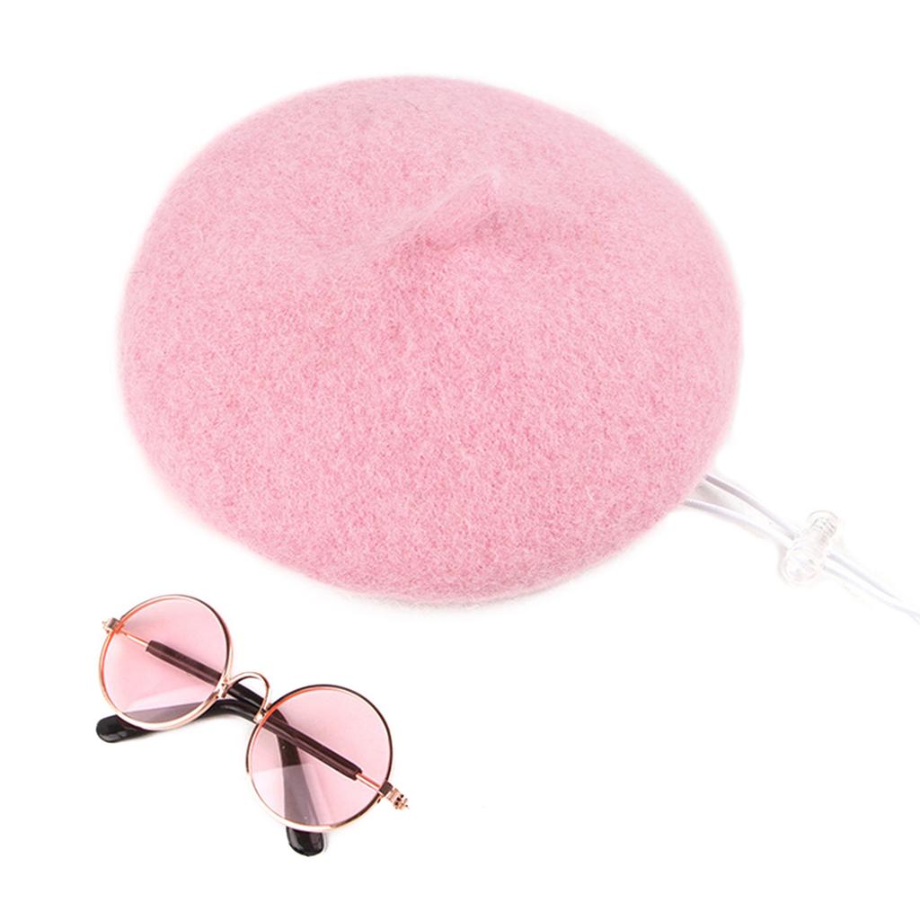 Pet Beret Hat and Sunglasses Set for Halloween Cosplay Party Fashion Costume Accessories for Cats and Dogs Comfortable