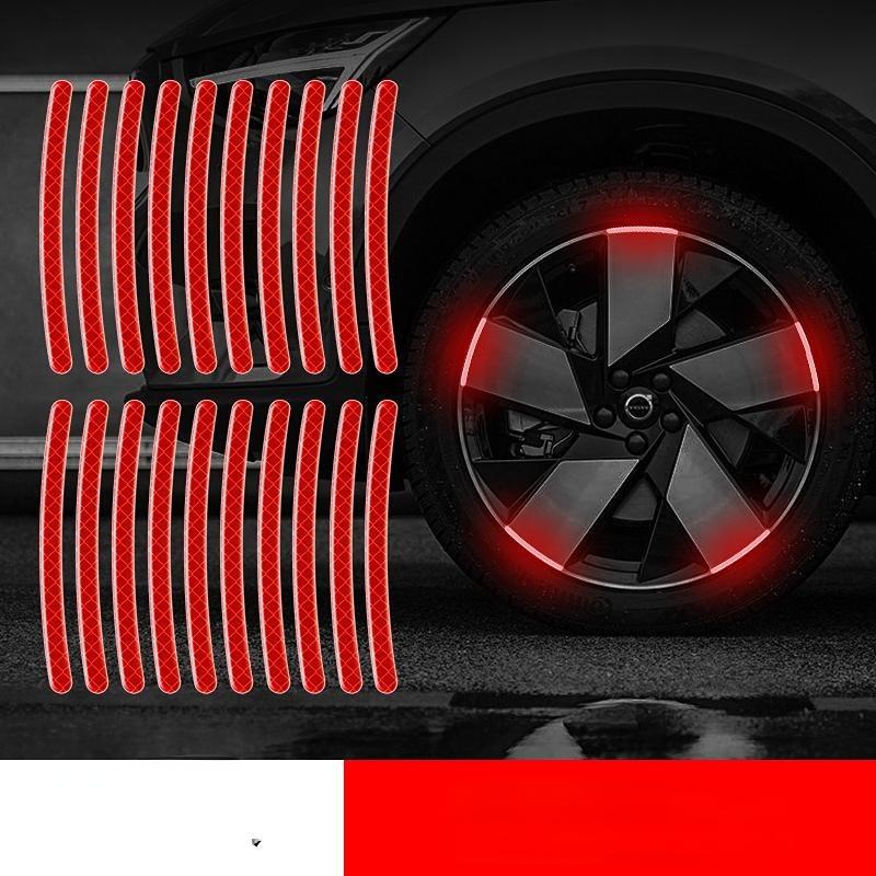 NEW 20pcs Car Hub Reflective Sticker Car Accessories Decorative Strips General for Use of Bicycle Automobile and Motorcycle Tyre