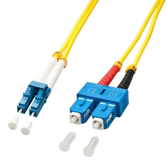Lindy 47471 Câble Ethernet Fibre optique Duplex LC-SC OS2 2 m Jaune