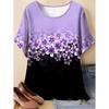 Fashion Floral Print T-Shirt for Women Oversize Short Sleeve Vintage T-Shirt Casual Short Sleeve Tops Clothes Woman Clothing