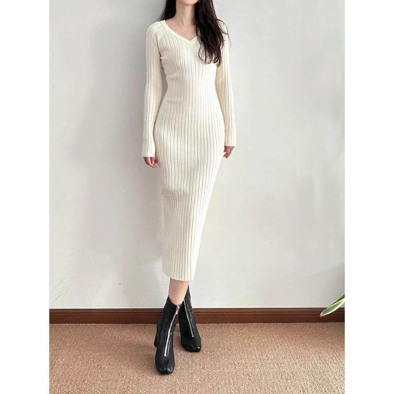 Sweater skirt over the knee women's autumn and winter new base inner collar slim-fitting long sweater skirt over the knee long skirt