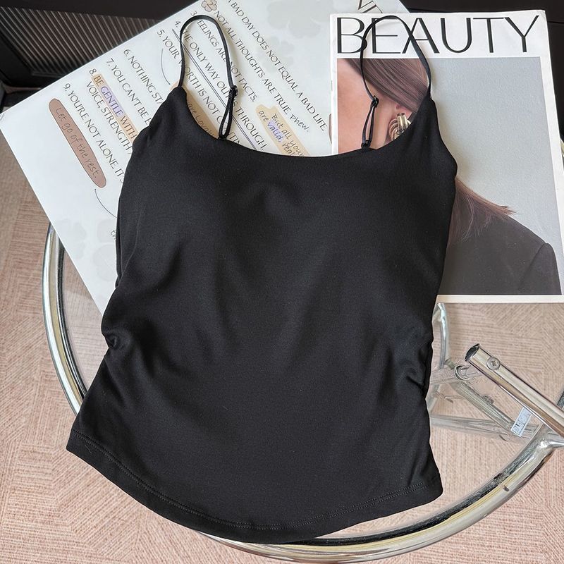 Autumn and Winter New Velvet Sling Vest Thickened Warm with Chest Pad Women's Underwear with Slim Back Top