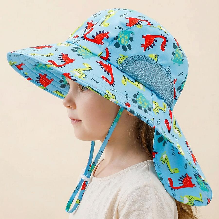 Side net fabric children's sun hat with side mesh, export sun hat, sun protection shawl hat, large brim