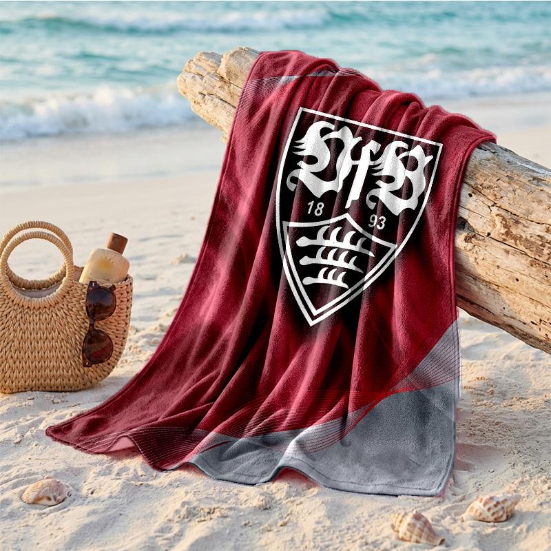 Asciugamano da Spiaggia Morbido ad Asciugatura Rapida Tema VfB Stuttgart?Asciugamano Asciutto Per Vacanze Estive Al Mare Nuoto