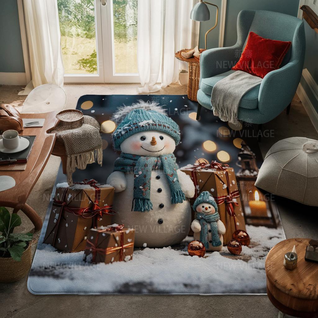 House Entrance Carpet Home Door Mat Living Room Bath Foot Bathroom Non-slip Water Absorption Rugs Bath Merry Christmas Winter