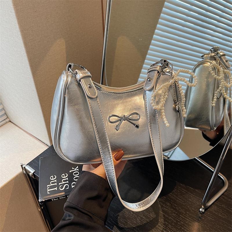 Schultertaschen Schleife Designer Handtaschen Anhänger senden Mode PU Handtaschen Reißverschluss Pendeltasche Achseltasche für Damen