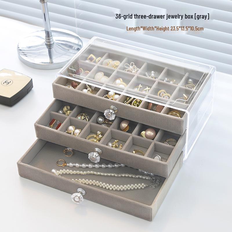 Velvet Multi-layer Jewelry Box with Large Capacity for Bracelets, Necklaces, Earrings, and Rings