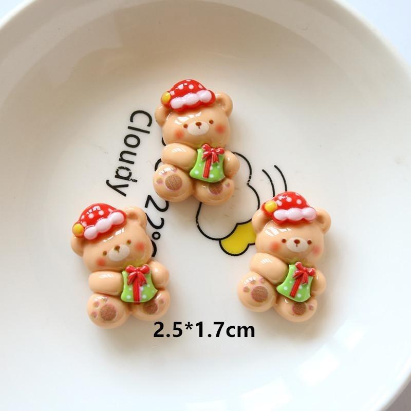 10Pcs Cute Cartoon Christmas Christmas Tree Resin Flatback Cabochon Diy For Phone Case Hairpin Keychain Earrings Scrapbook