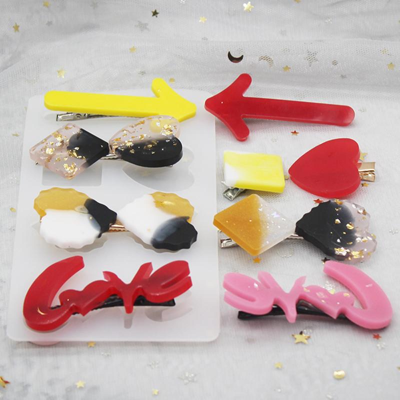 3PCS Hair Clip Silicone Mold Homemade Personalized Diy Hair Clip Star Flower Cat Hair Clip Mold Drip Glue Mold