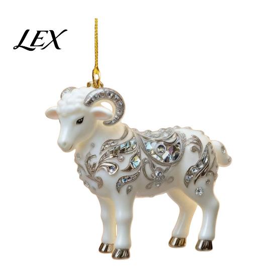 White Sheep Christmas Tree Decorations 2D Acrylic Keychain, Lamb Pendant for Car Rearview Mirror, Seasonal Home Ornament Backpack Bag Charm,