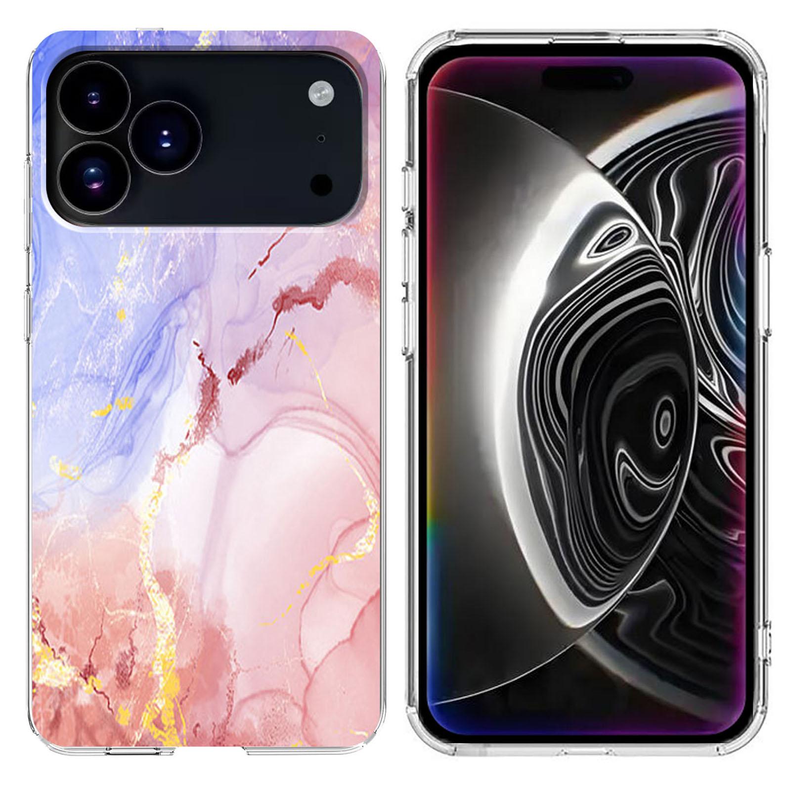 

For iPhone 17 Pro Case Marble Pattern Printing Soft TPU Phone Cover Pink