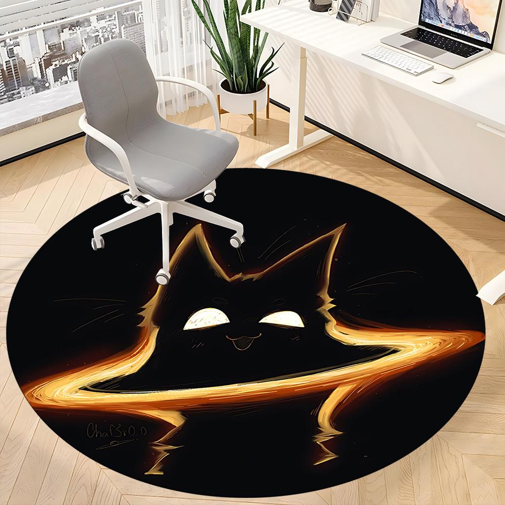 1pc FlameKitty Office Round Area Rug, Mat Suitable For Office, Under Office Chairs Bedroom Living Room Home Decor, Room Deco