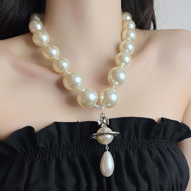 Diamant Saturn Anhänger Perlenkette - Herbst/Winter Luxus Schlüsselbein Kette: Exquisite, vielseitige Accessoires.