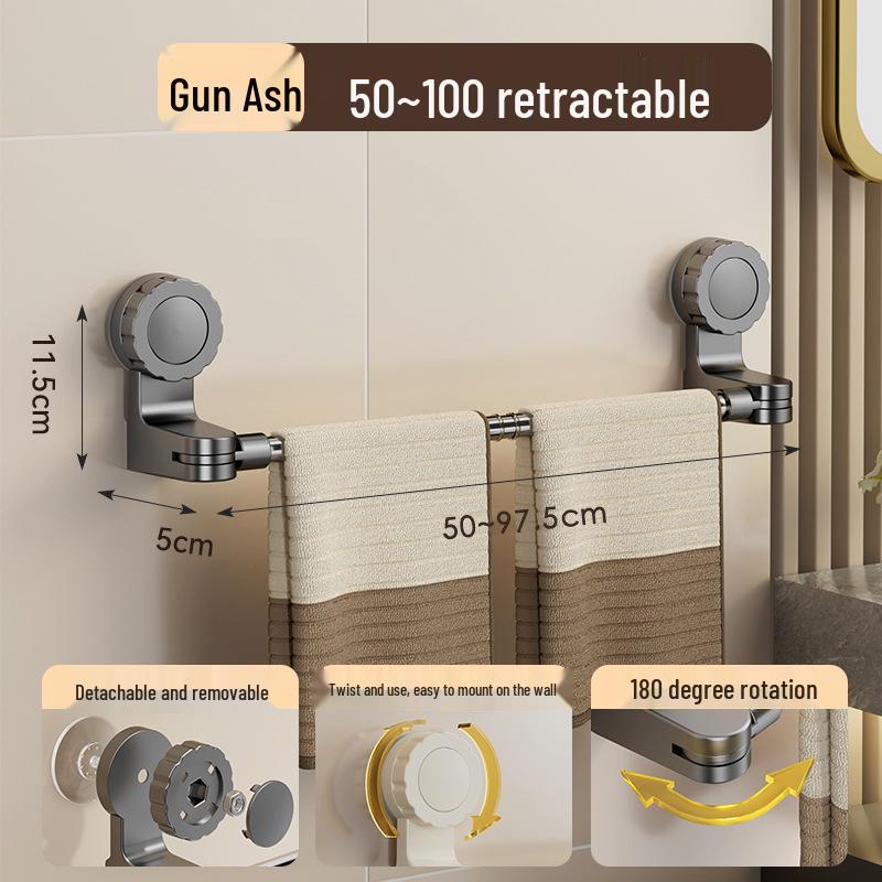 Punch-Free Rotating Towel Rack & Slippers Storage Bar