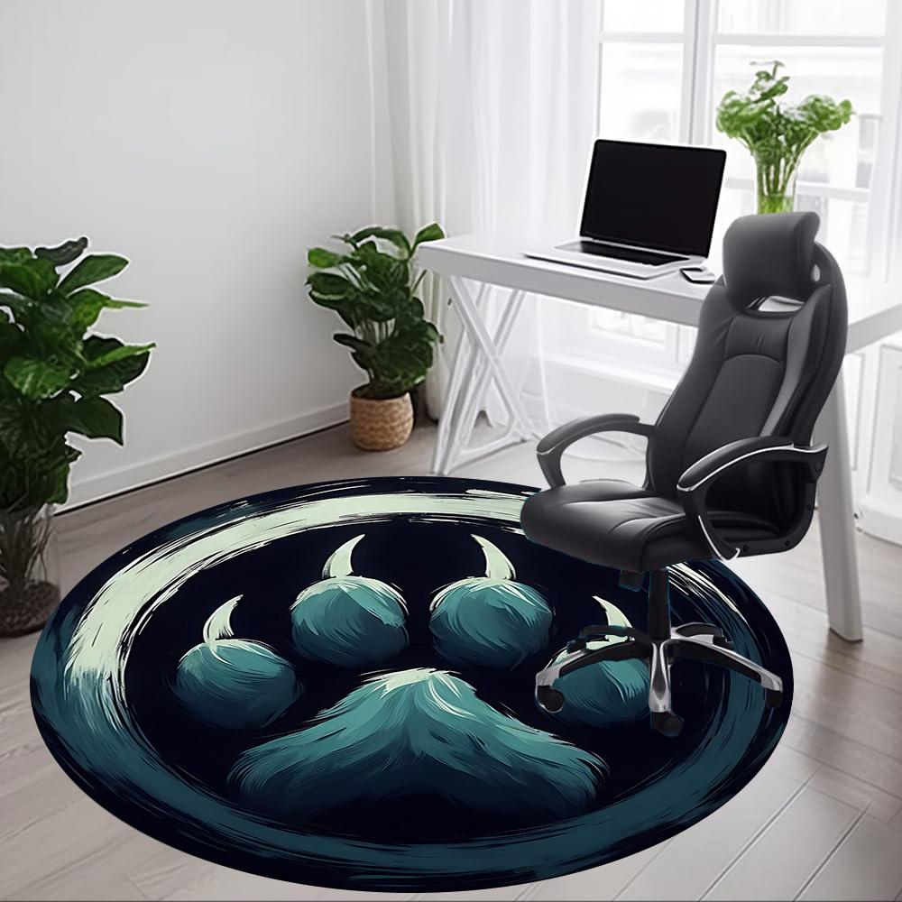 1pc Paw Print Office Round Area Rug, Under Office Chairs Bedroom Living Room Home Decor, Room Deco