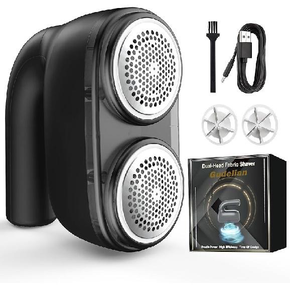 Electric Fabric Shaver and Lint Remover,Electric Sweater Shaver to Remove Pilling Fuzz Remover,Rechargeable Lint Shaver with 2 Replaceable Black Grey