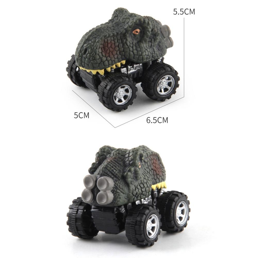 6Pcs Pack - Boy Racing Dinosaur Toy Shatter-resistant Dinosaur Pull Back Car Simulation Tyrannosaurus Triceratops Model Off-road Vehicle