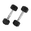 2 Pieces Rubber Coated Hex Dumbbell NonRolling Cast Iron NonSlip for Home Gym, FullBody