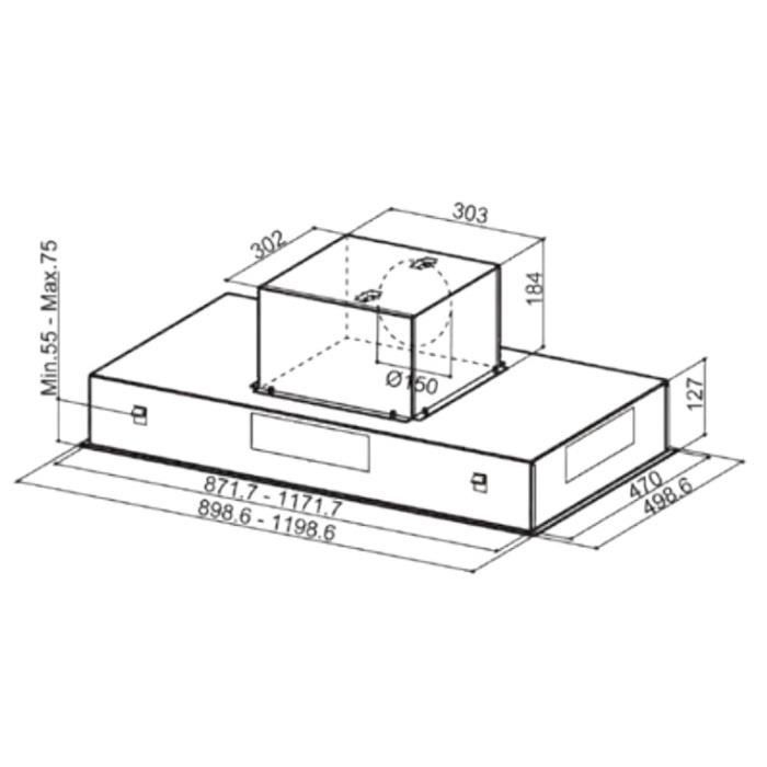 Mepamsa Cielo Cooker Hood - 740 M³/h - Integrated - Stainless Steel - Class C