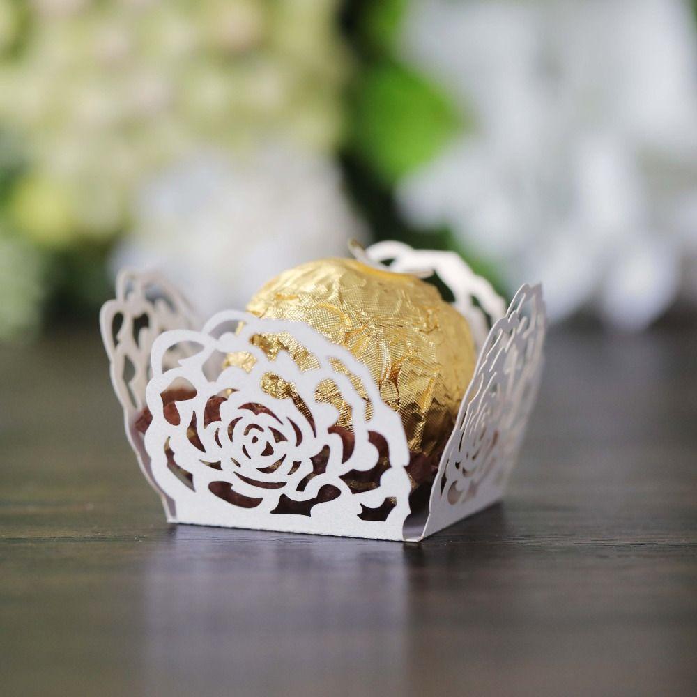 

Разделительные лотки Полые розовые кружевные бумажные обертки для трюфелей Изысканный бумажный поднос для шоколада Безопасные шоколадные конфеты в стаканчиках Десерт белый