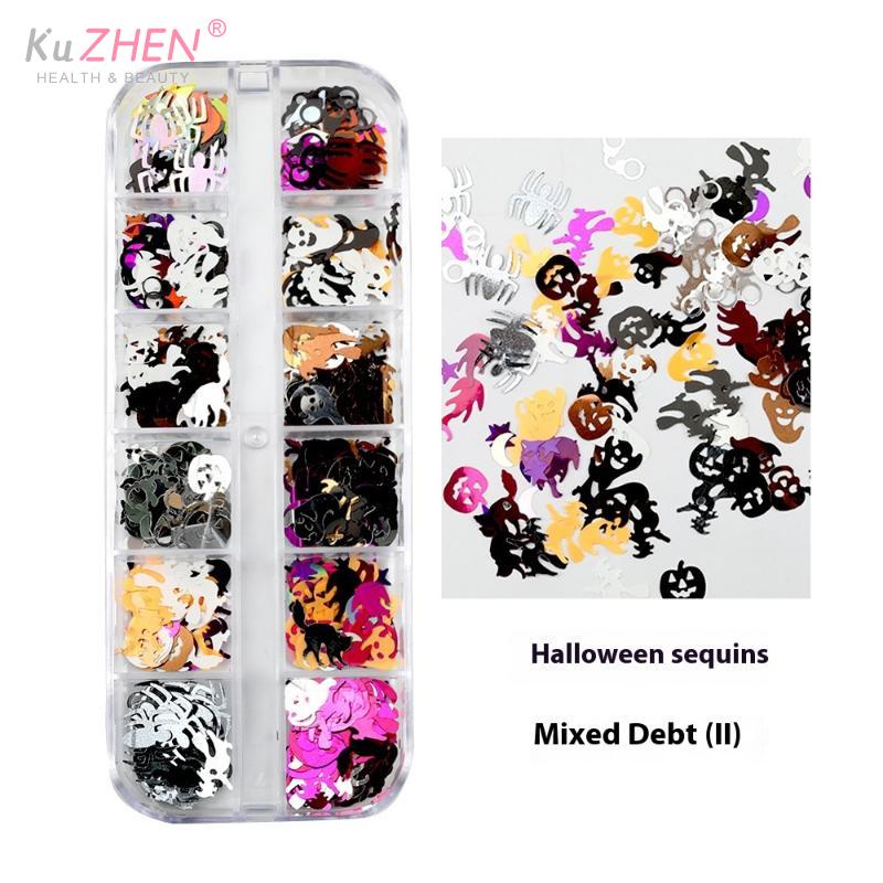 1 Box Halloween Geist Kürbis Form Holografisch Festival Glitzer Pailletten DIY Machen Nagel Kunst Handwerk Nagel Dekoration Zubehör