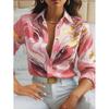 2024 European/American 3D Print Long-Sleeve Loose Turn-Down Collar Shirt.