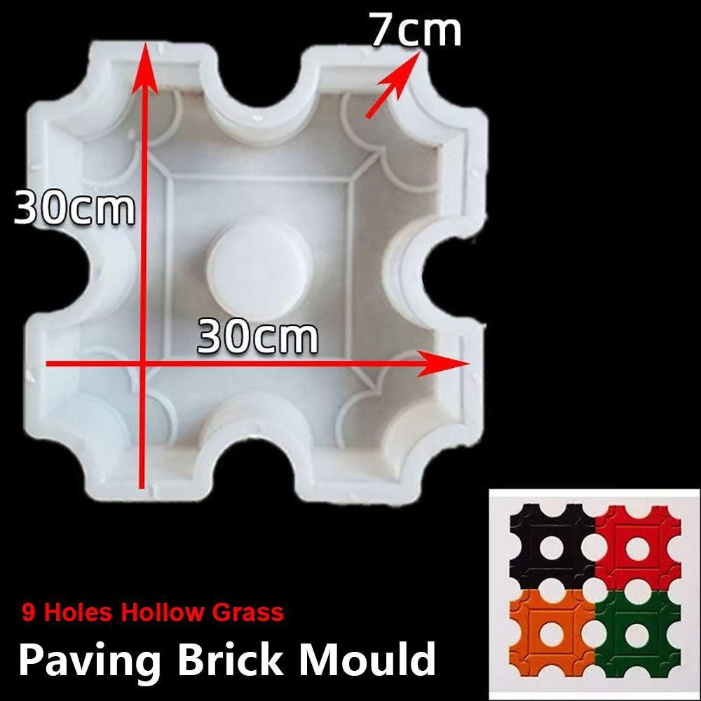 1Pcs 9 Holes Hollow Grass Paving Brick Mould Concrete Path Maker Mold For Lawn Patio Yard Garden