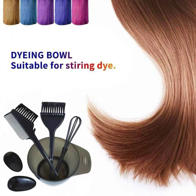4/6Pcs Hair Dye Color Brush Bowl Set With Ear Caps Dye Mixer Hair Tint Dying Coloring Applicator Hairdressing Styling Accessorie