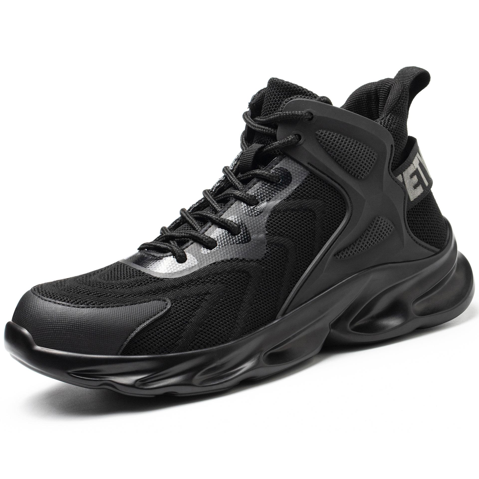 Спецобувь, ударопрочная и проколостойкая, дышащая утепленная рабочая обувь из летучего трикотажа, легкая мужская защитная обувь на мягкой подошве 77 Middle Gang Black; 37