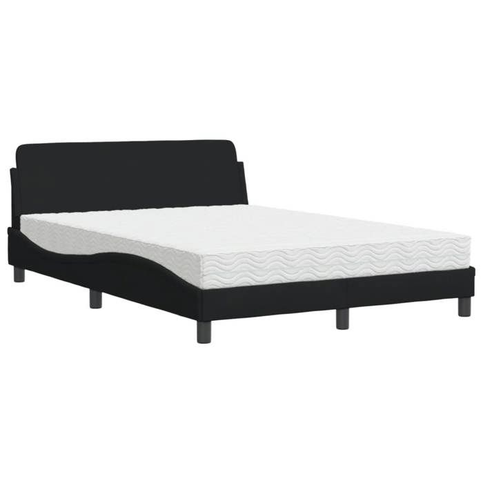 VidaXL Bed with Mattress Black 140x190 Cm Fabric 3208386