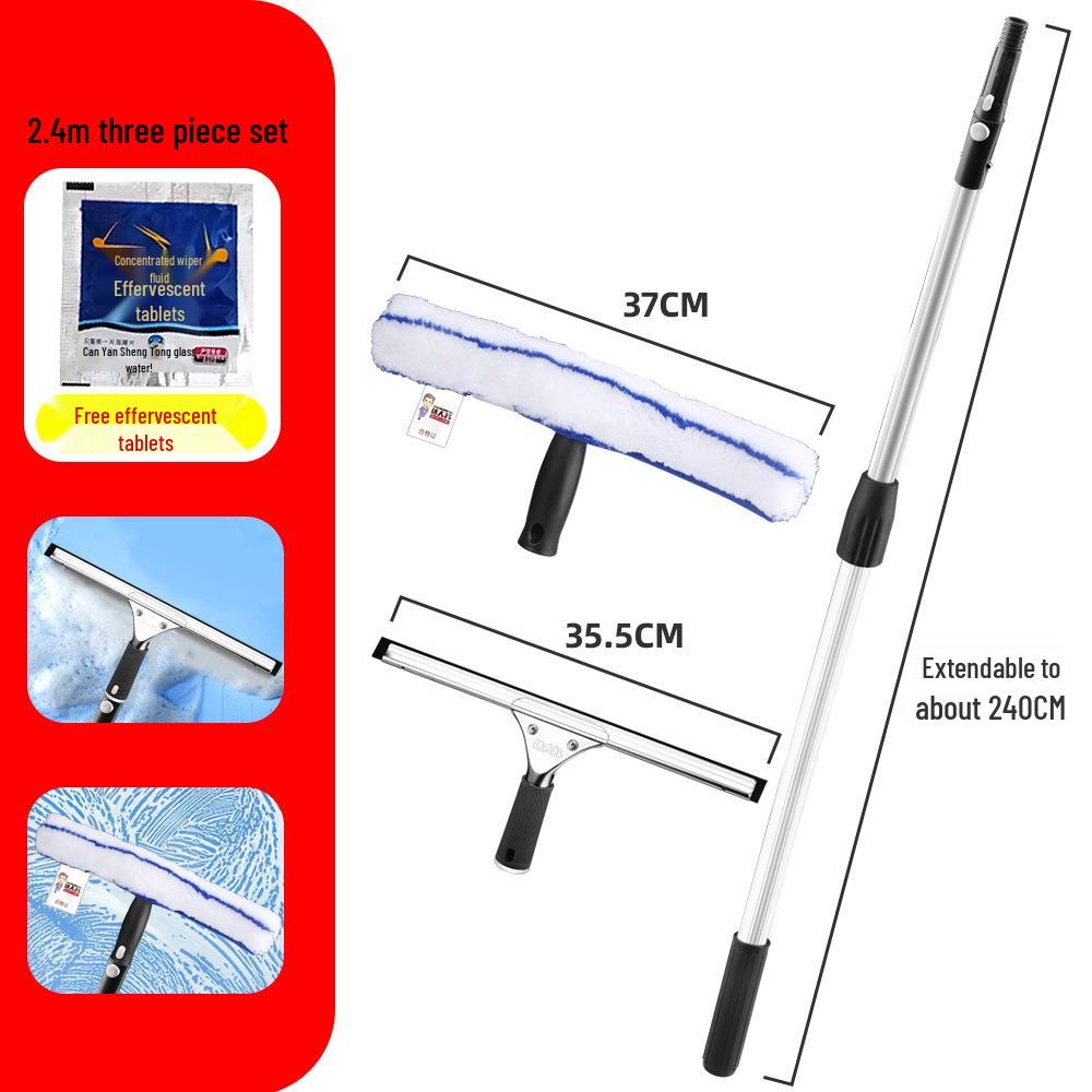 Telescopic Glass Cleaning Squeegee - Professional High-Rise Window Cleaner