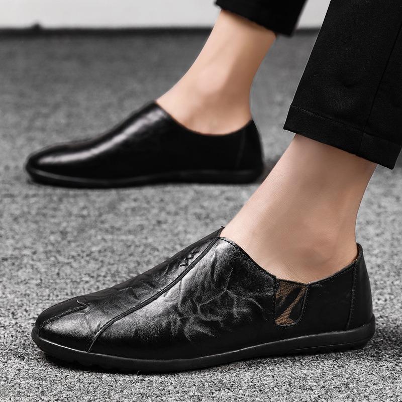 Men's shoes spring and autumn new casual business leather shoes lazy work shoes driving shoes dad shoes breathable Doudou shoes