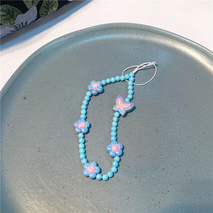2023 Fashion Y2K Girl Mobile Phone Chain Colorful Acrylic Flowers Butterfly Beaded Telephone Strap Lanyard Bijoux Jewelry