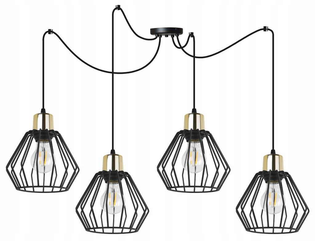 Hanging Lamp, Ceiling Chandelier, Wire Shade, Led