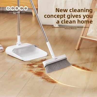 Broom and Dustpan Set Rotating Broom Thickened Household Non-Stick Hair Soft Bristle Broom Dustpan Foldable