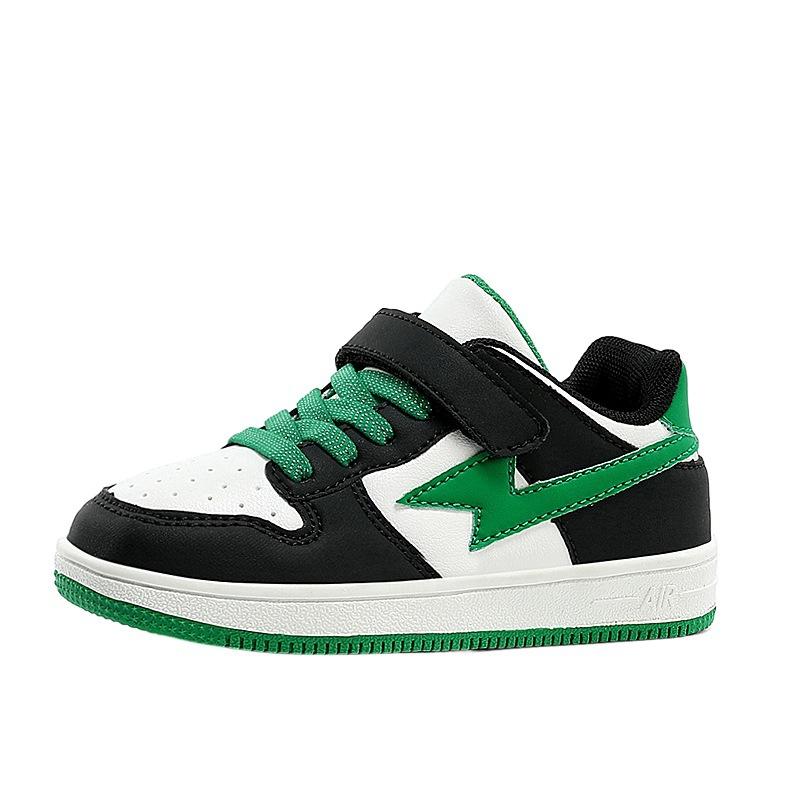 Single 2025 lightweight board shoes children's new boys spring leather surface children's sports board shoes trendy shoes Velcro