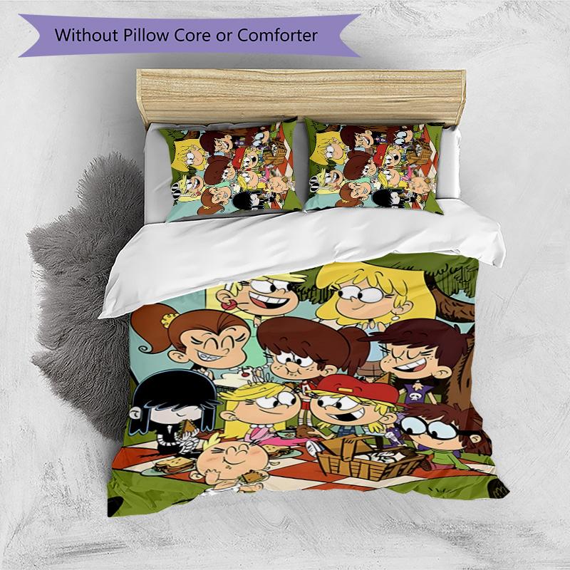 Loud House 3pcs Bedding Set Duvet Cover Closure Includes 1 Duvet Cover & 2 Pillowcases for All Seasons Bedroom Home Dorm Decor