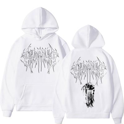 Rapper Ghostemane Squeeze Graphic Autumn and Winter Printing Hoodie Men's Fashion Letter Graphic Harajuku
