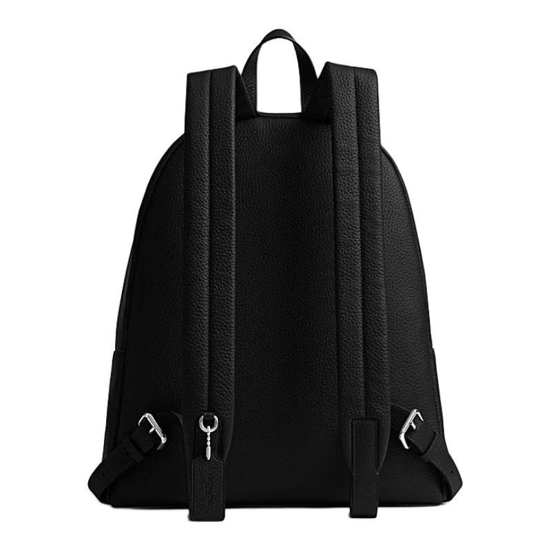 COACH Ridge 35 wood brand logo pebbled leather backpack large size unisex couple style black