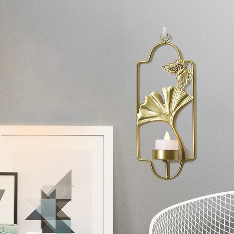 Świecznik naścienny Kreatywny Retro Liść miłorzębu Dekoracyjny świecznik Romantyczny ślub
