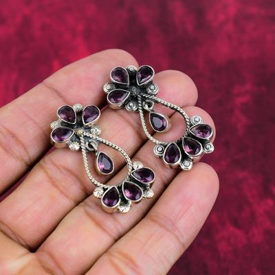 Amethyst Earrings Gemstone Jewelry, 925 Solid Sterling Silver Earrings, Gift For Women Handmade Earrings