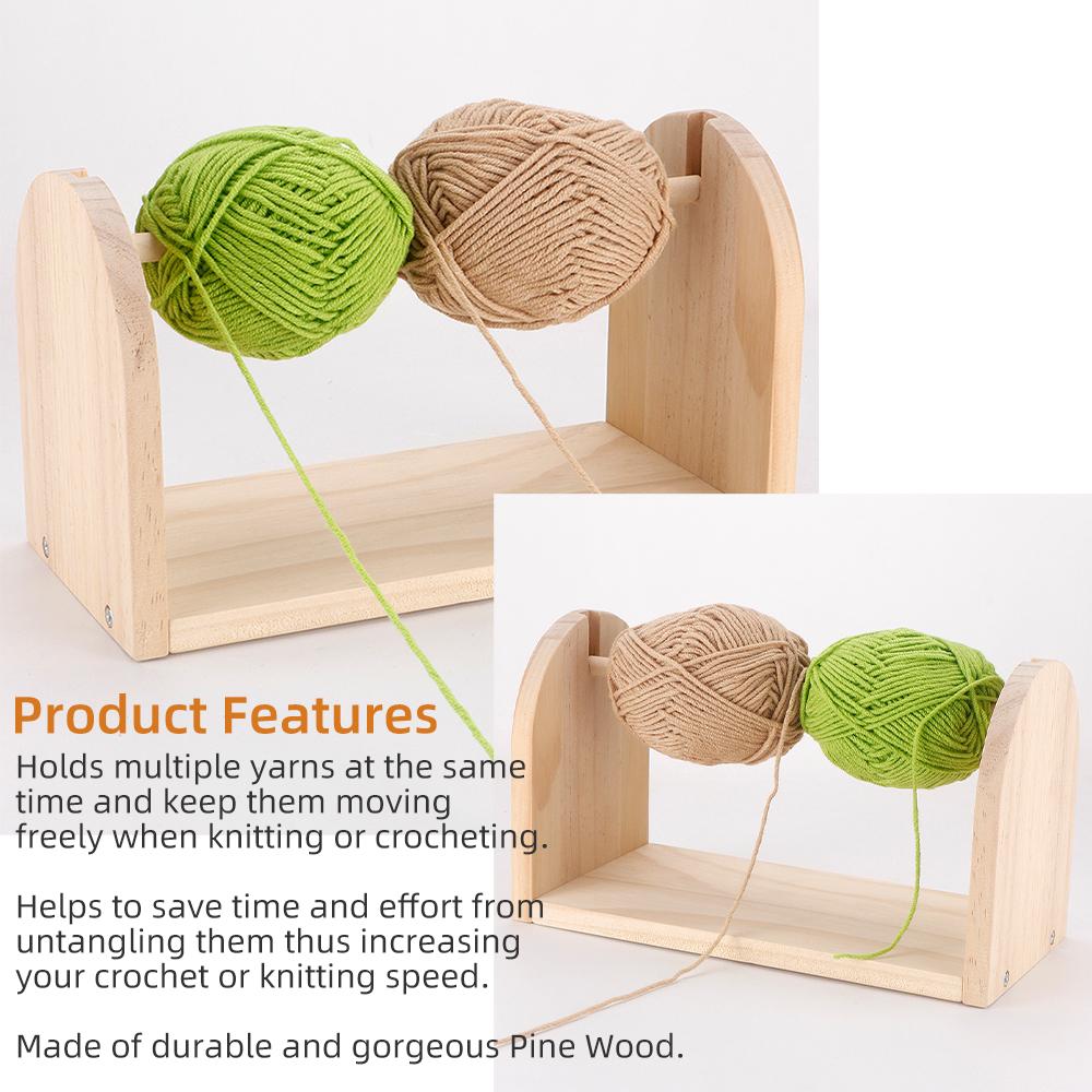 1pcs Wooden Yarn Spool Holder Frame, Weaving Yarn Storage Rack, Easy Removable Rotating Spinner, Manual Crochet & Knitting Tool